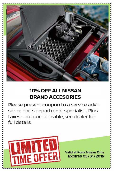 10 percent off all NISSAN oem parts at kona nissan in Hawaii