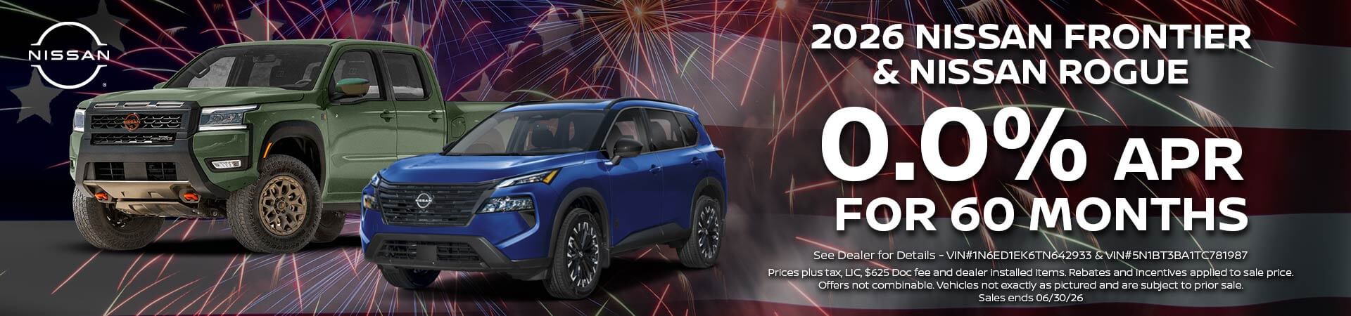 2026 Nissan Rogue & Frontier Additional Savings