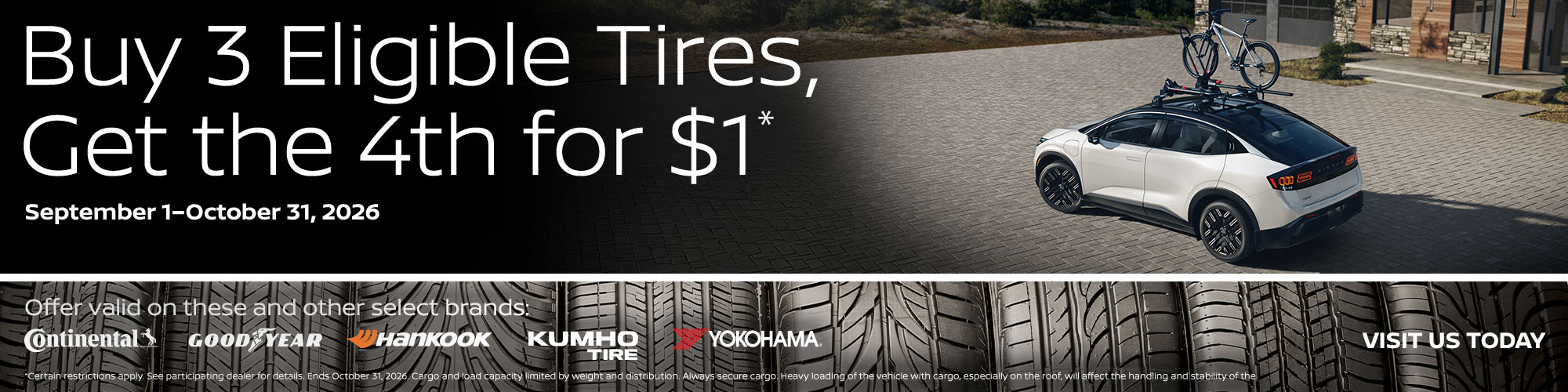Buy 3 Eligible Tires, Get the 4th for $1