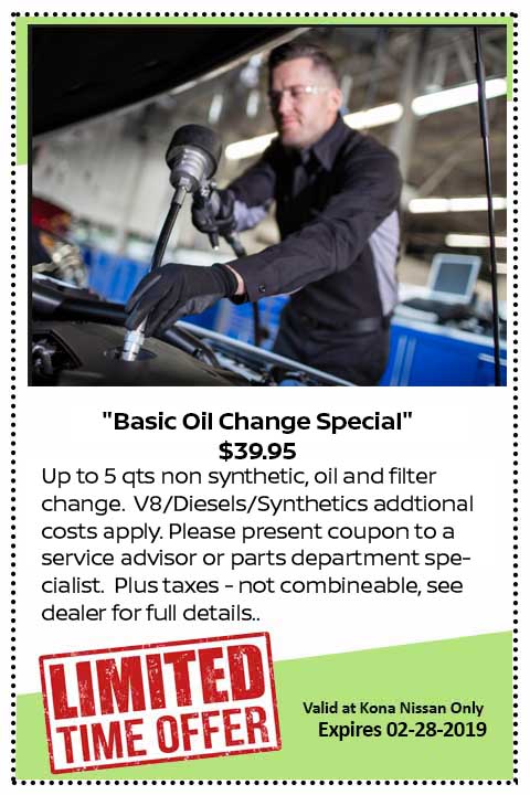 oil change coupon kona nissan hawaii