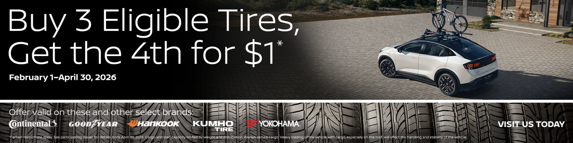 Buy 3 Eligible Tires, Get the 4th for $1